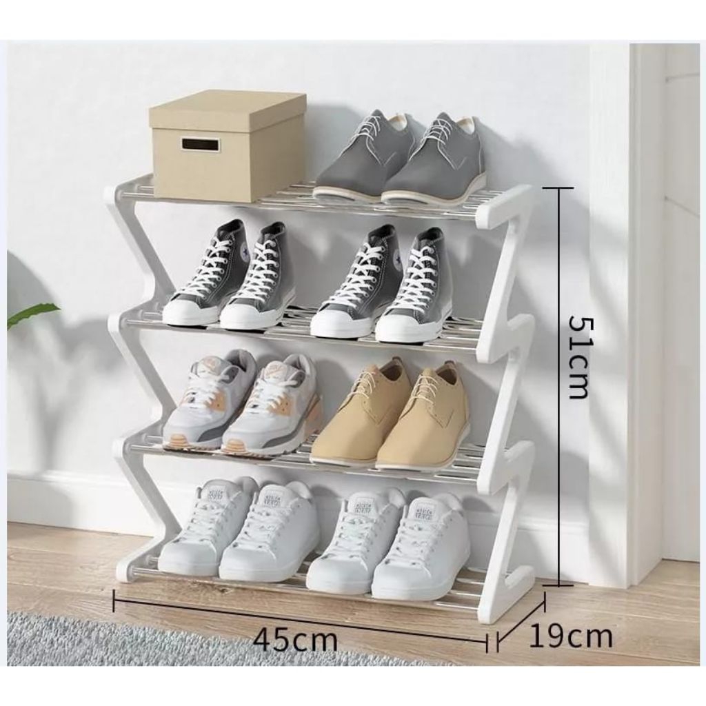 RAK  SEPATU ZIG ZAG 4 SUSUN / RAK SEPATU STAINLESS 4 SUSUN