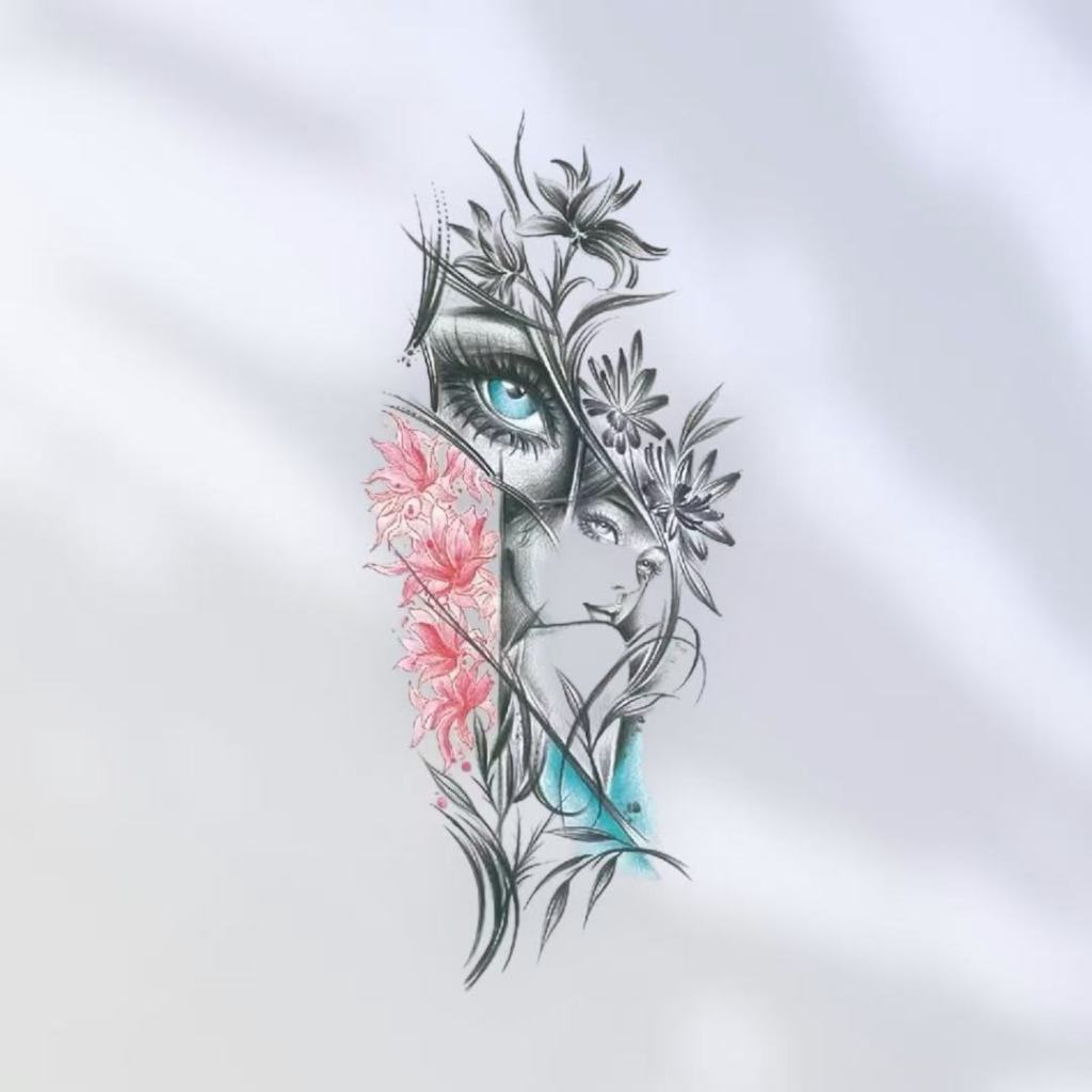 Tatoo Temporer / Tatoo Temporary Gambar Wanita dan Bunga (XQB-03)