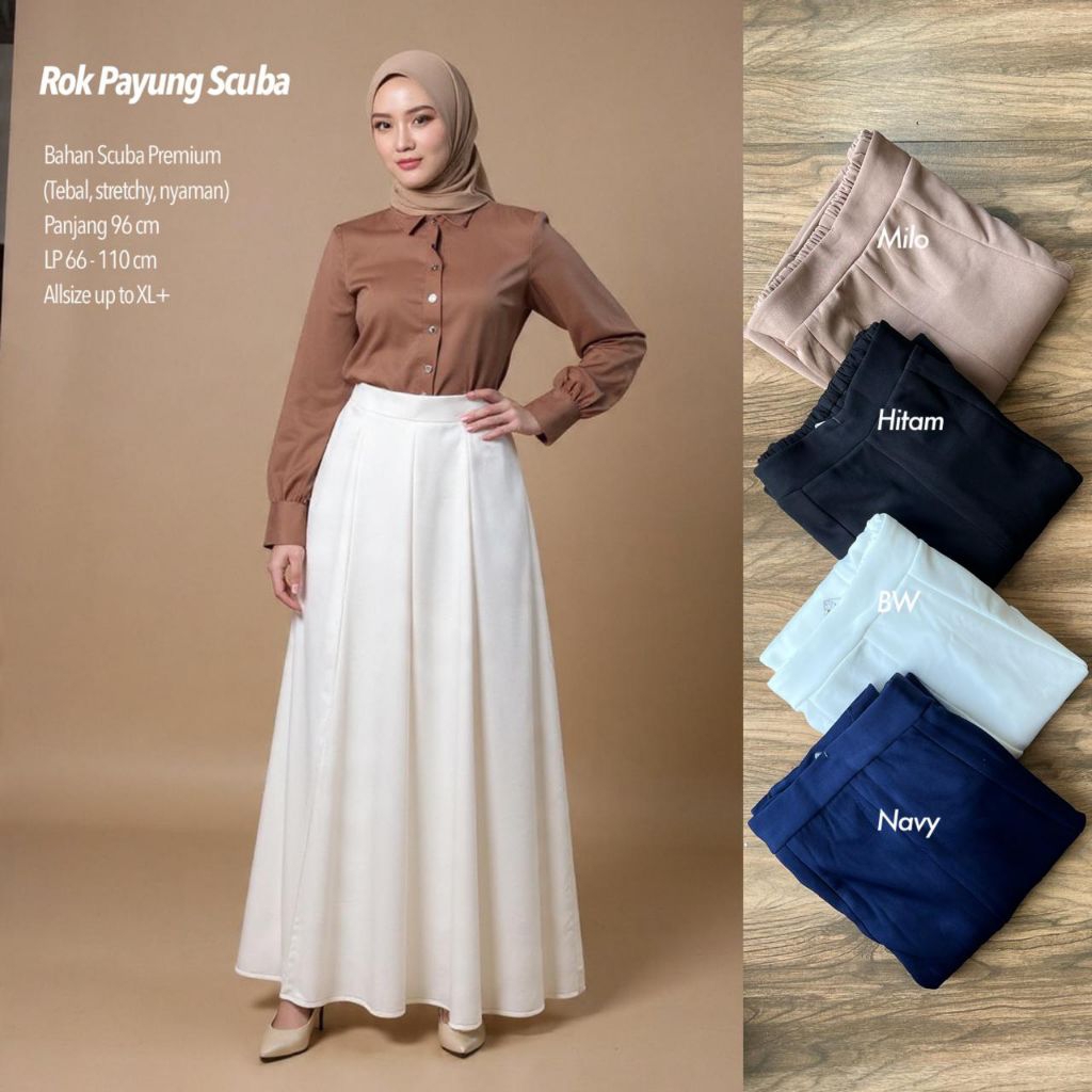 ROK LEBAR SCUBA TEBAL / ROK PAYUNG SCUBA / ROK SCUBA XXL / JF FASHION