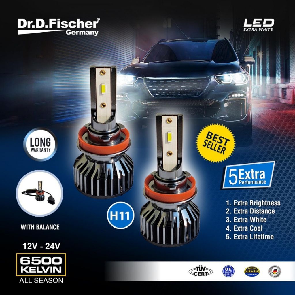 LED DR.D.FISCHER - 12V-24V 40 WATT 6500 KELVIN - WHITE H11