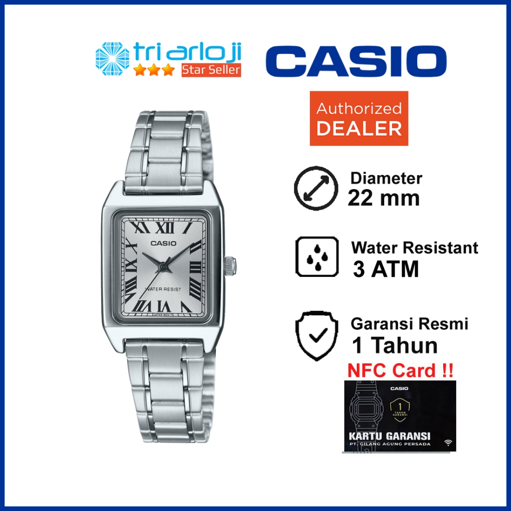 CASIO LTP-V007D-7BUDF Jam Tangan Wanita Analog Silver Romawi LTPV007D LTP-V007D-7B LTP V007D 7BUDF