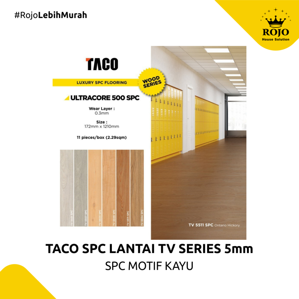 TACO Lantai Vinyl 5mm - Vinyl TACO TV Series Tebal 5mm per 1 Box - SPC PLANK TACO