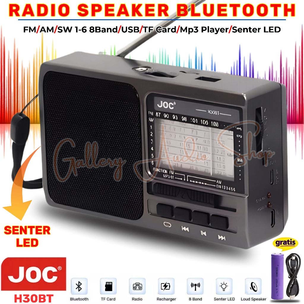 TERBARU~Radio Bluetooth Portable JOC H30BT Support FM/AM/SW1-6 8Band/USB/TF/Mp3 Player| Speaker Radi