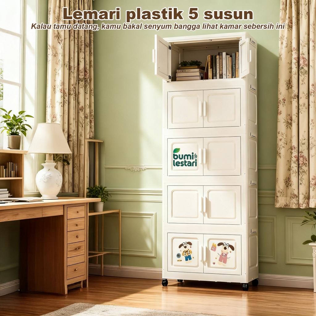 [GROSIR] Lemari Baju Lipat Plastik Serbaguna Beroda + lemari plastik susun lemari pakaian plastik un
