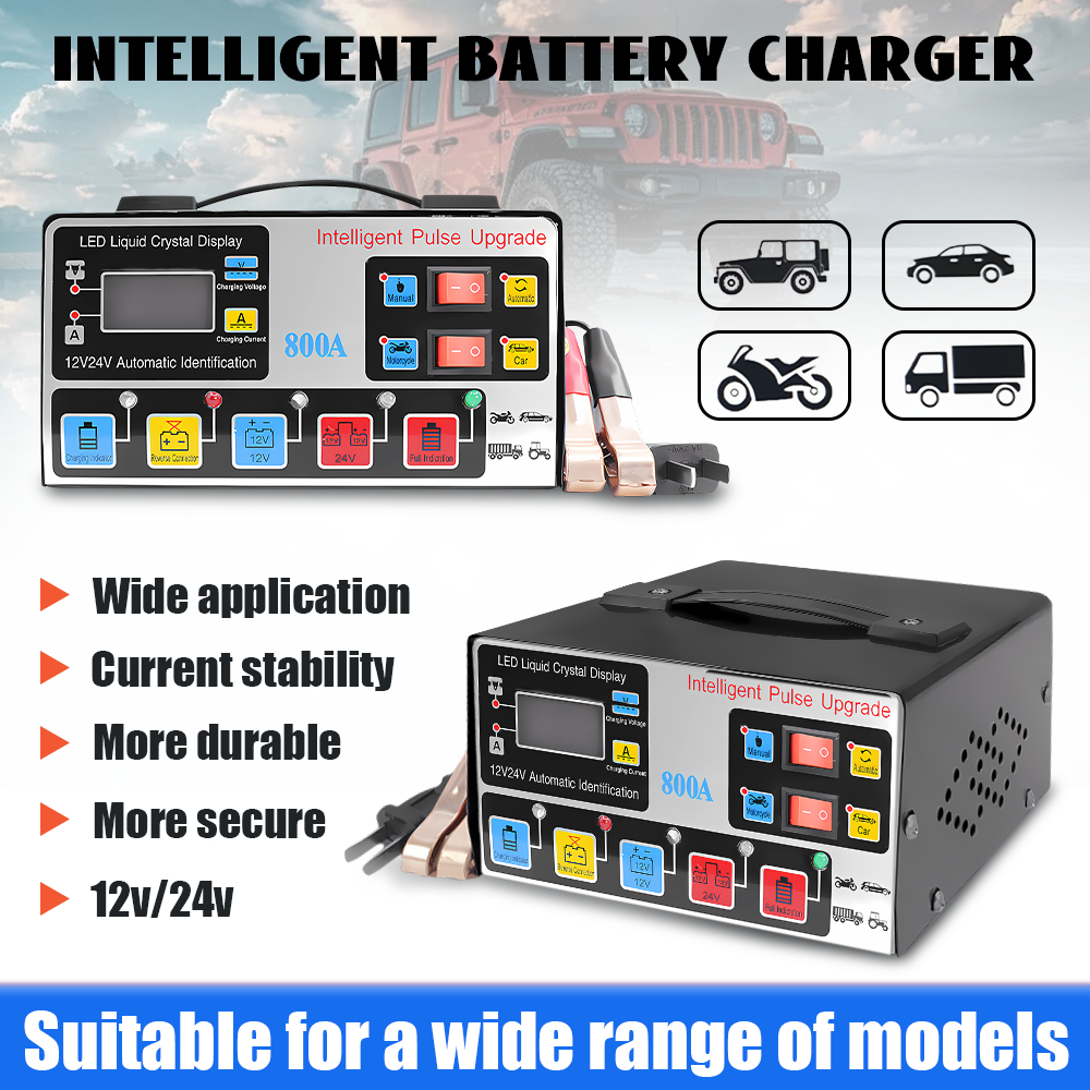 Charger Aki Otomatis Smart Intelligent 12v24v 400W 800AH Auto Repair Mobil Pengisi Daya Kendaraan Pe