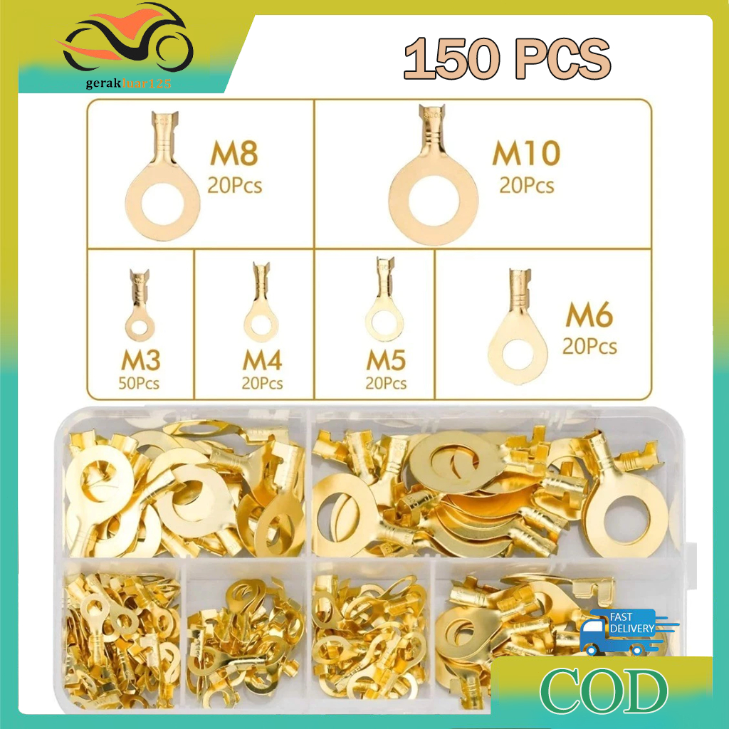 Terminal Bulat Kabel/Skun Konektor Gepeng/Terminal Skun Bulat/Skun Bulat Aki 150 PCS/SET