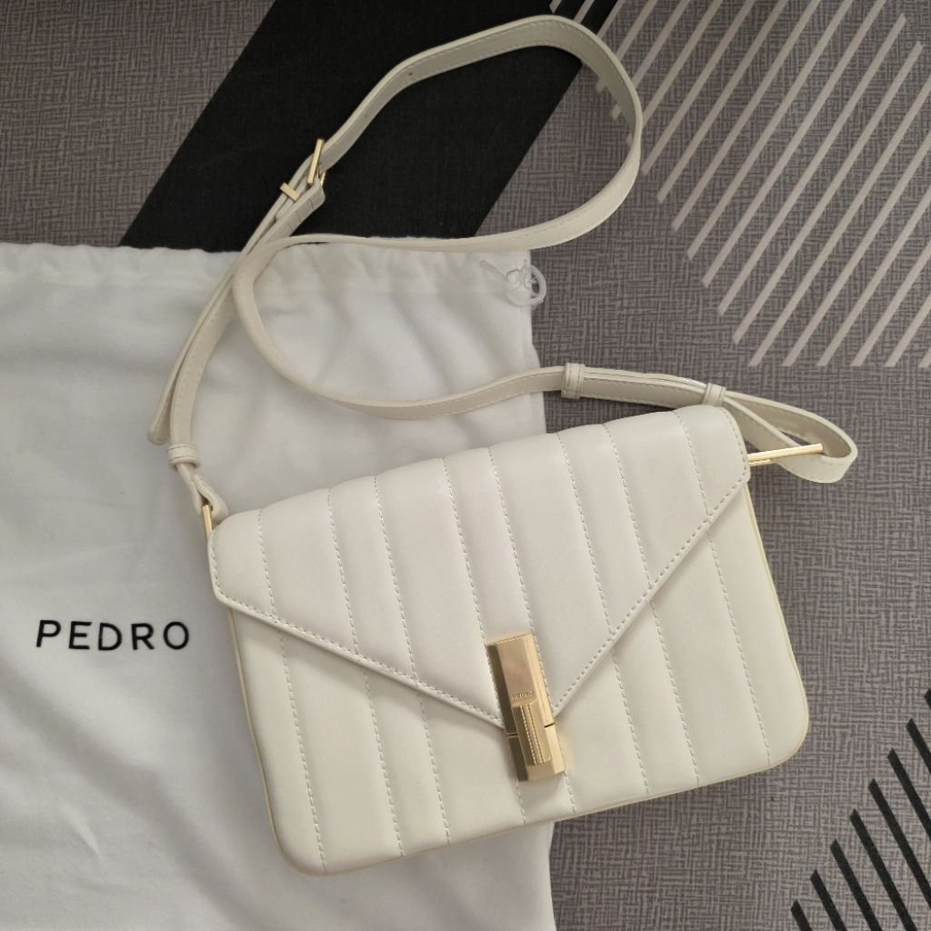 [NEW ORI] PEDRO Margot Genuine Leather Panelled Shoulder Bag White Tas Crossbody Putih Tas Wanita Or