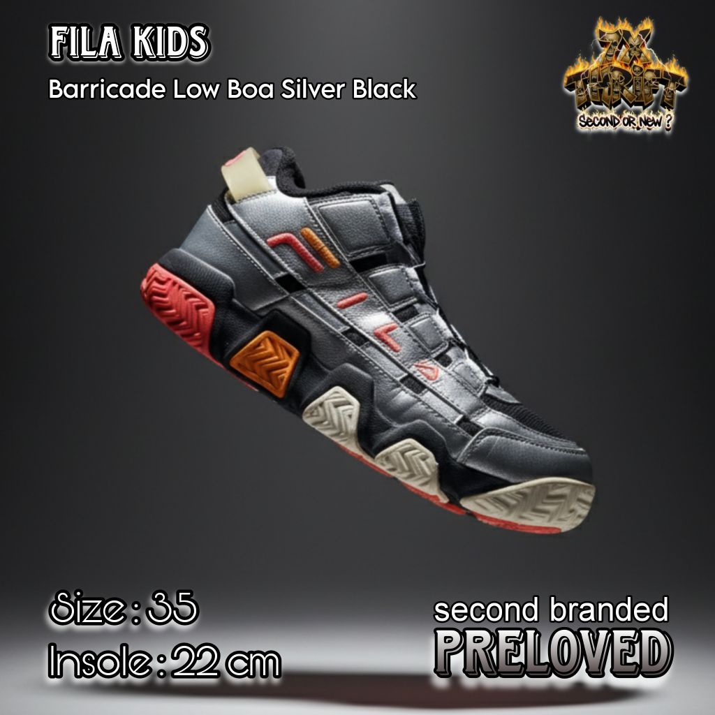 SEPATU SNEAKERS COWO/CEWE BASKET/HIGH/CASUAL FILA BOA SILVER BLACK