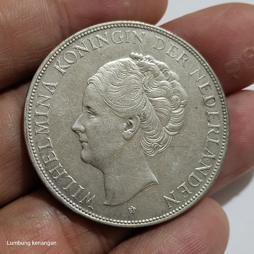koin Silver Wilhelmina 2,5 Gulden 1930 Koin perak