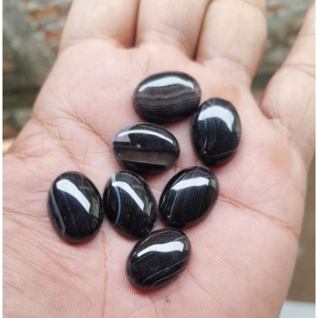 Batu Akik Sulaiman Hitam Natural 18x13 mm