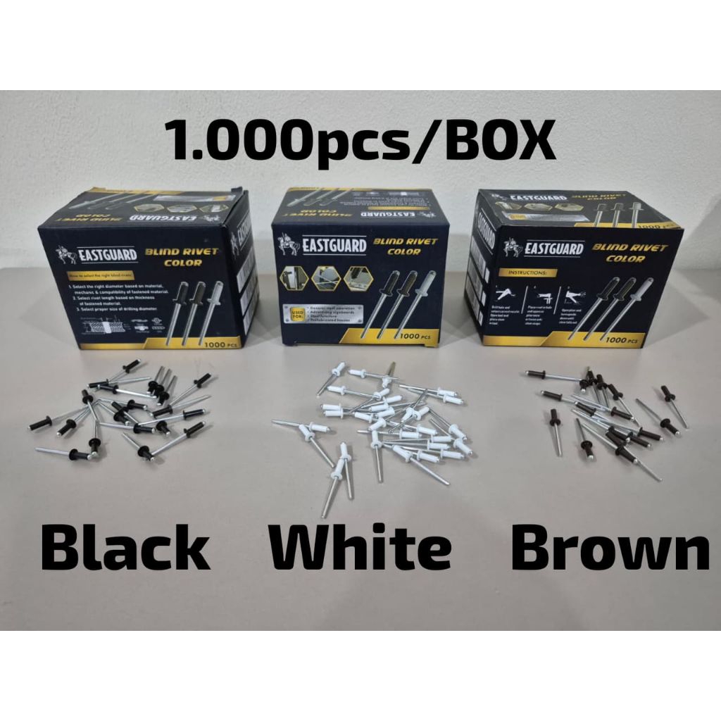 GROSIR 5/10 BOX PAKU RIVETI 435 HITAM PUTIH COKLAT ISI 1.000 - PAKU RIVET 435 WARNA - RIVETTI MURAH