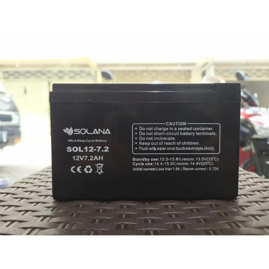 Baru Aki Baterai Vrla Ups Kering Maintenance Free Solana 12 V 7.2 Ah