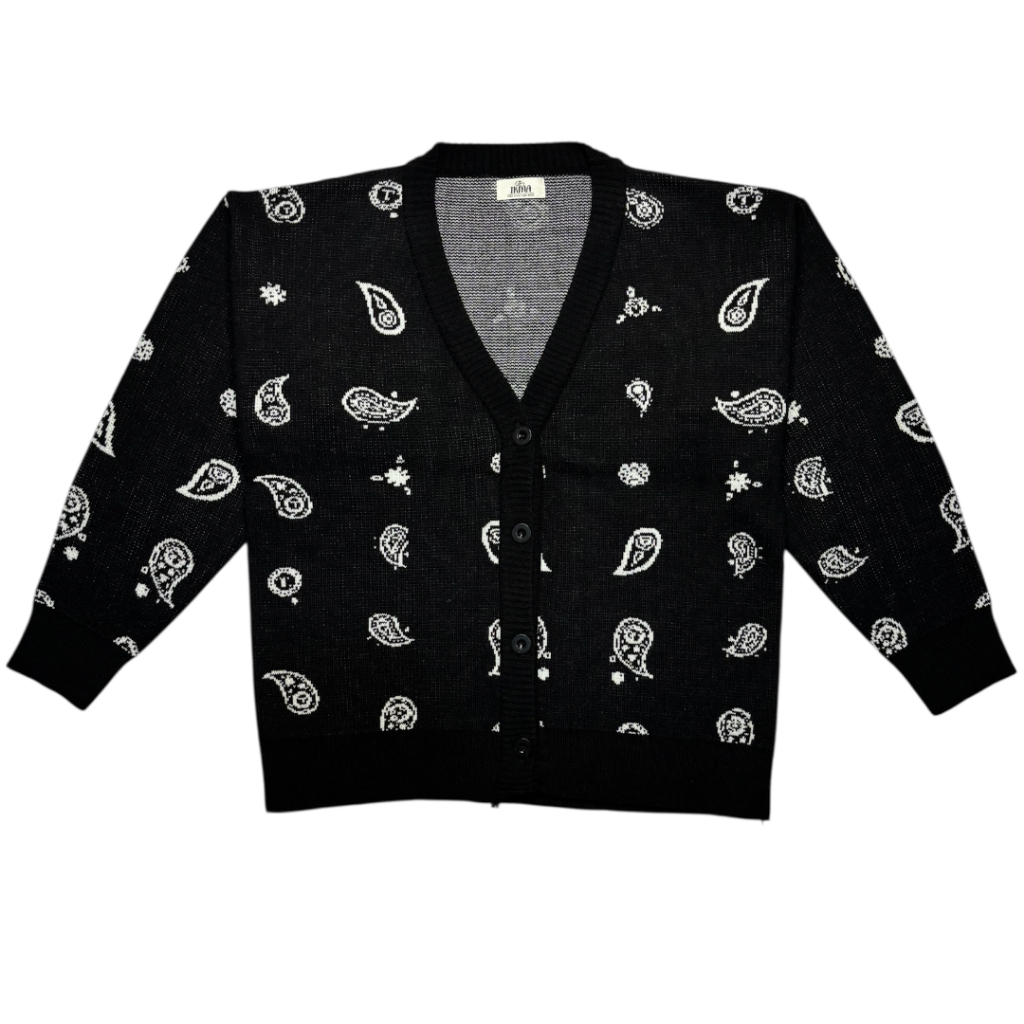 IKMA Cardigan Knitwear - CREWNECK LEAF BLACK