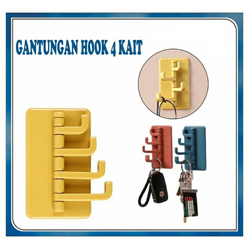 4kait - Gantungan tempel lipat 4 kait || Gantungan Hook 4 kait