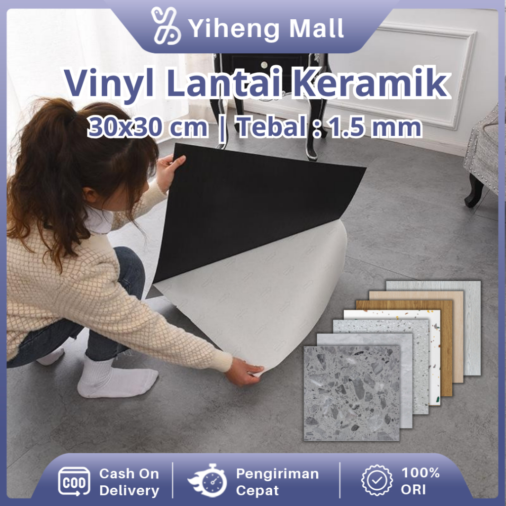 40PCS Vinyl Lantai Marbel Premium Stiker Lantai Marmer 30x30cm Lantai Vinyl Stiker Kayu Vinyl Lantai