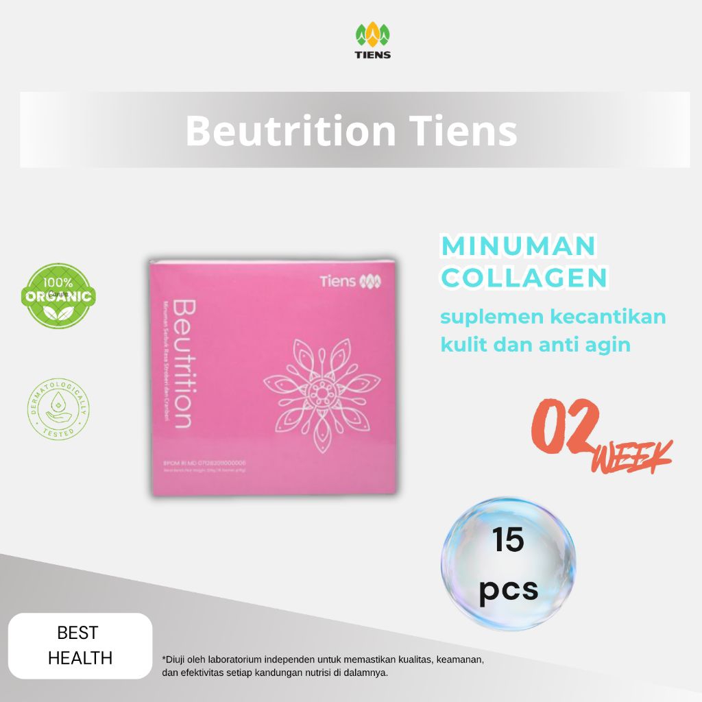 BEUTRITION DRINK COLLAGEN TIENS – Minuman Kolagen Alami BPOM & HALAL MUI (15 Sachet) Original