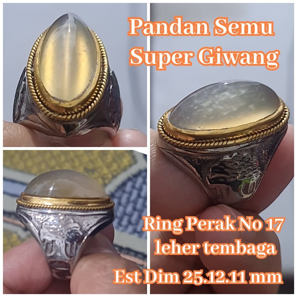 batu pandan semu sisik betik kristal ring perak no sutra merah jamblang lumut nanas
