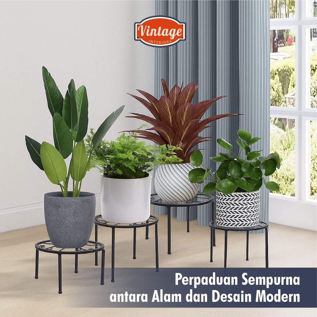 2 Pcs Standing Pot Besi  - Alas Pot Bunga Besi - Tempat Pot Tanaman Minimalis - Wadah Pot Bunga