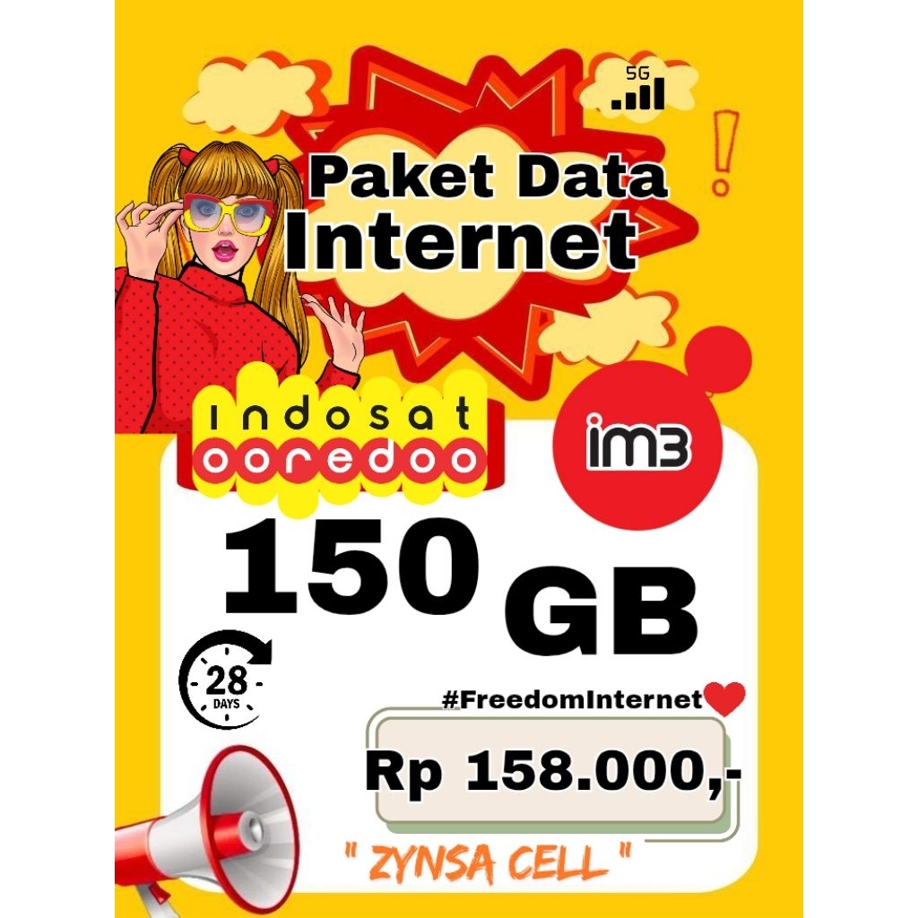IM3 PAKET DATA INTERNET IM3 INDOSAT 150 GB FULL 28 HARI