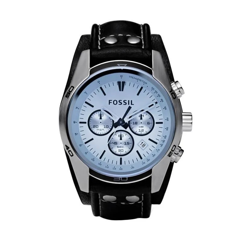 Jam Tangan Pria FOSSIL CH2564 Chronograph Blue Dial Black Leather Strap