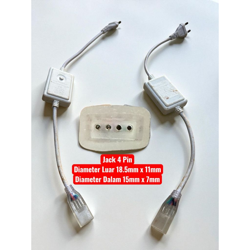 Soket Lampu Selang Rgb Led 5050 4P 4 PIN Colokan Flaser Rope 4 Pin 4 Jalur CODE 10