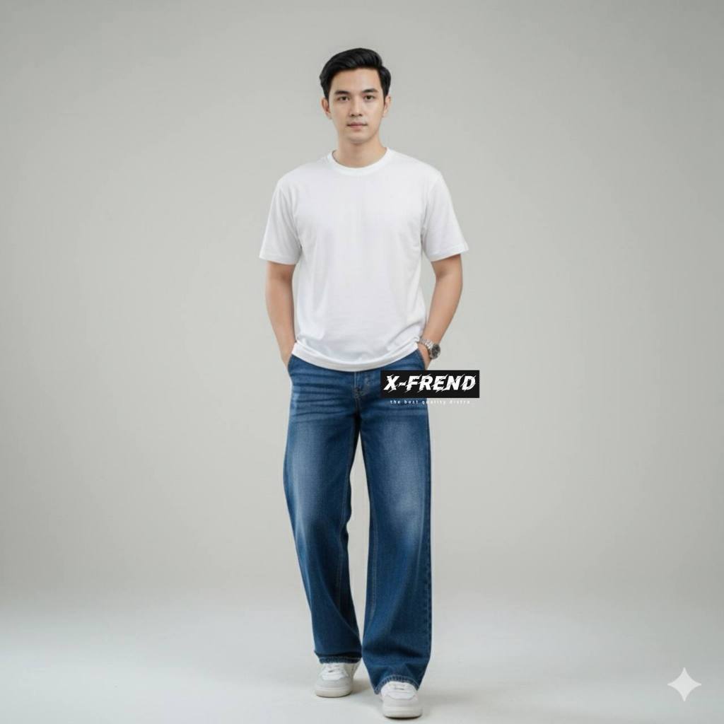 LADOUCE - Dom High Waist Loose Jeans Celana Baggy Jeans Pria