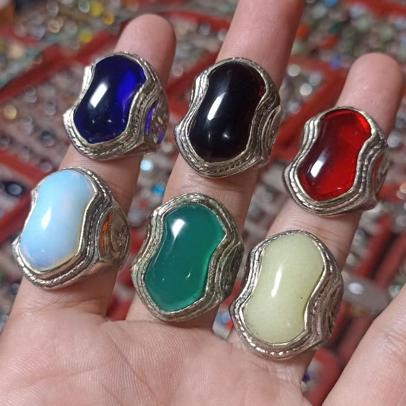 Cincin batu akik terompah nabi Ring Alpaka