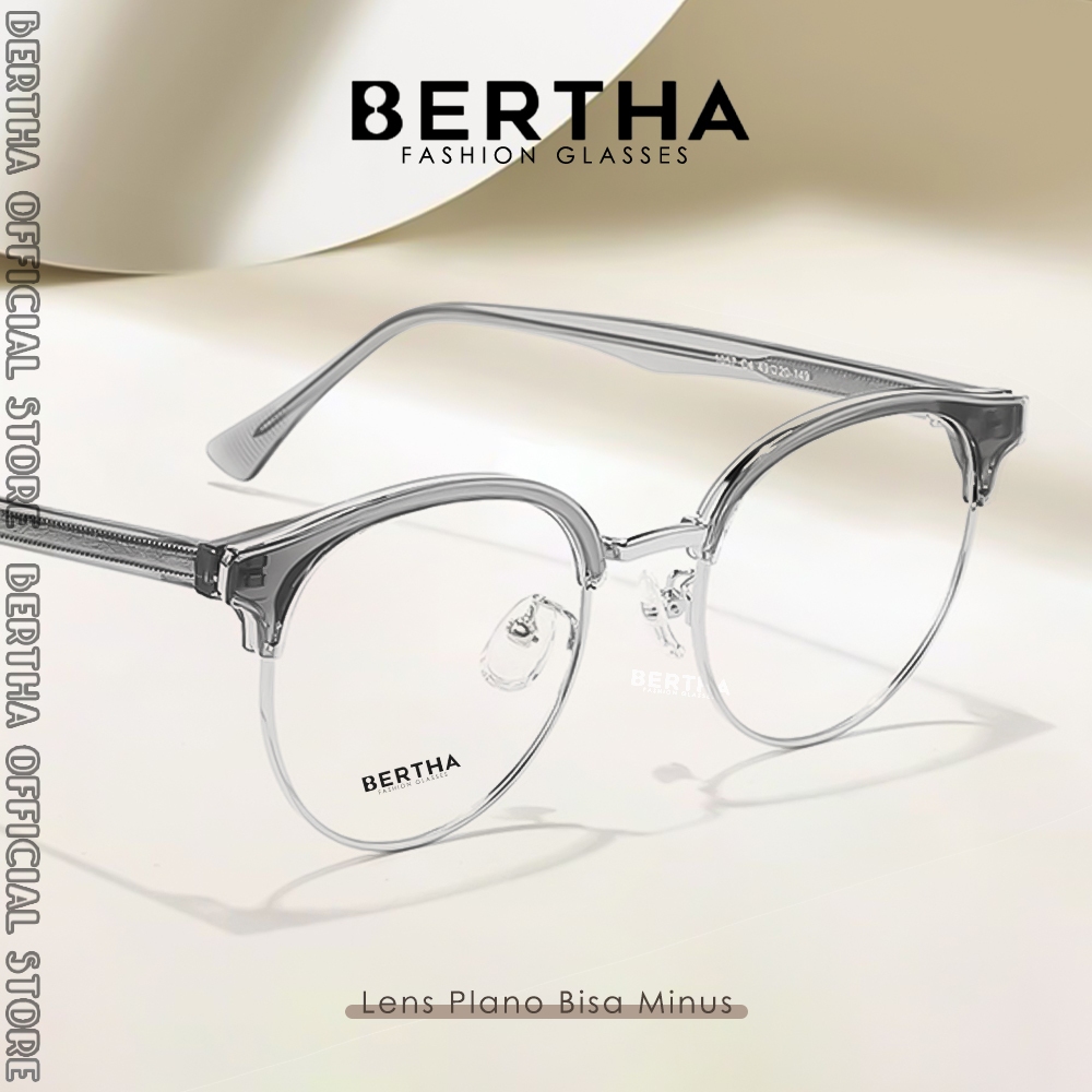 Bertha Frame Kacamata Bahan Frame Acetate+Metal Bentuk Frame Kotak Simple Kokoh Nyaman Fashion Pria 