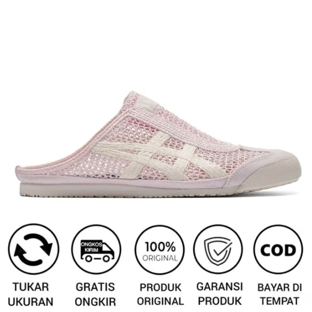 SEPATU ONITSUKA TIGER SABOT PINK WHITE ORIGINAL