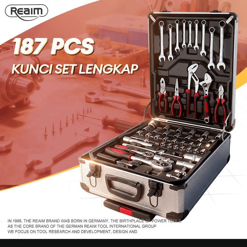 Reaim Kunci Shock Set 187 Pcs Tool Box Tool Box Set Lengkap Kunci Set Toolkit Set Toolbox Kunci Set 