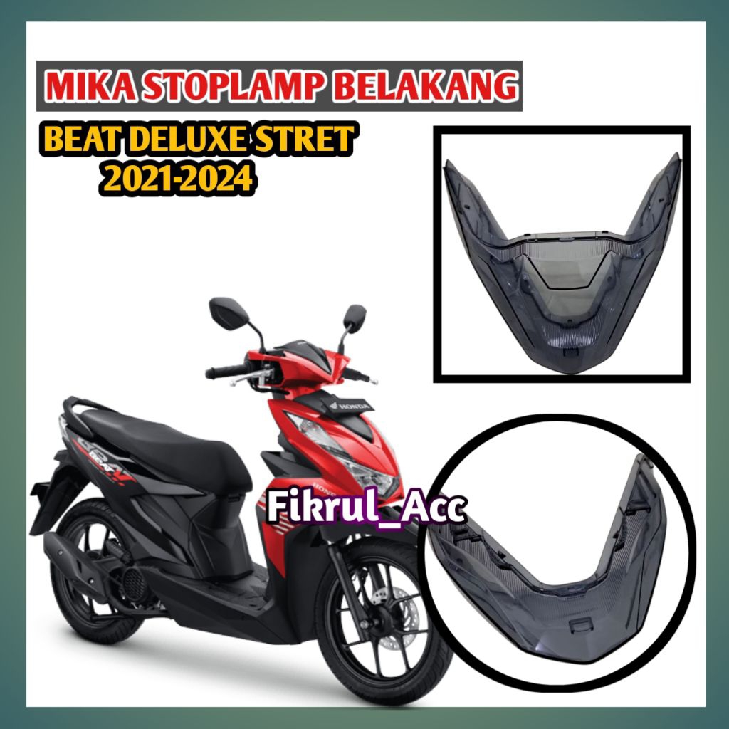 Mika Stoplamp Belakang Beat Deluxe Street 2021-2024 Smoke untuk Motor Honda Beat Delux Street 2021 2