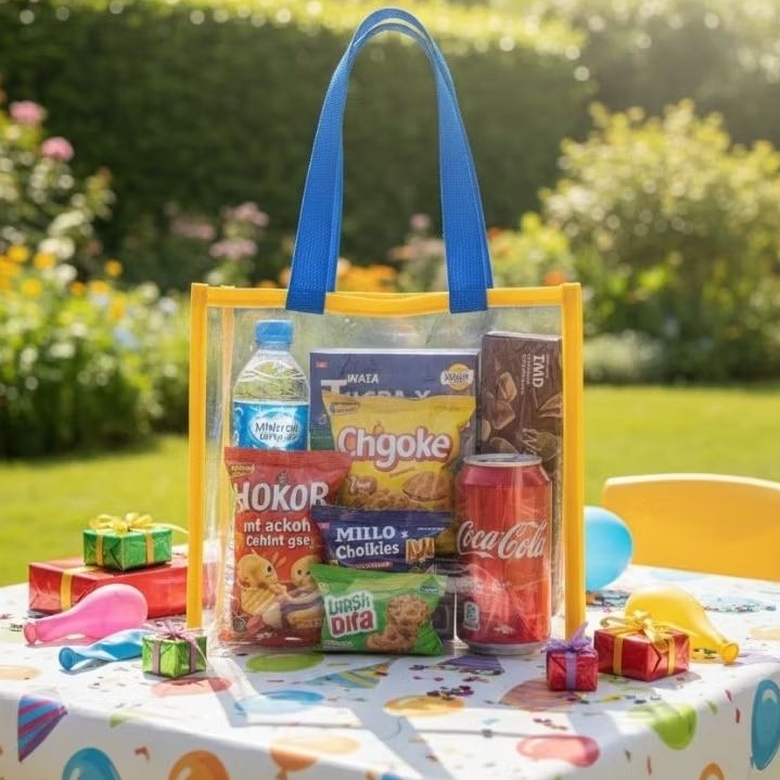 Tas hampers Tas jinjing souvenir ulang tahun/Tas mika bening warna warni