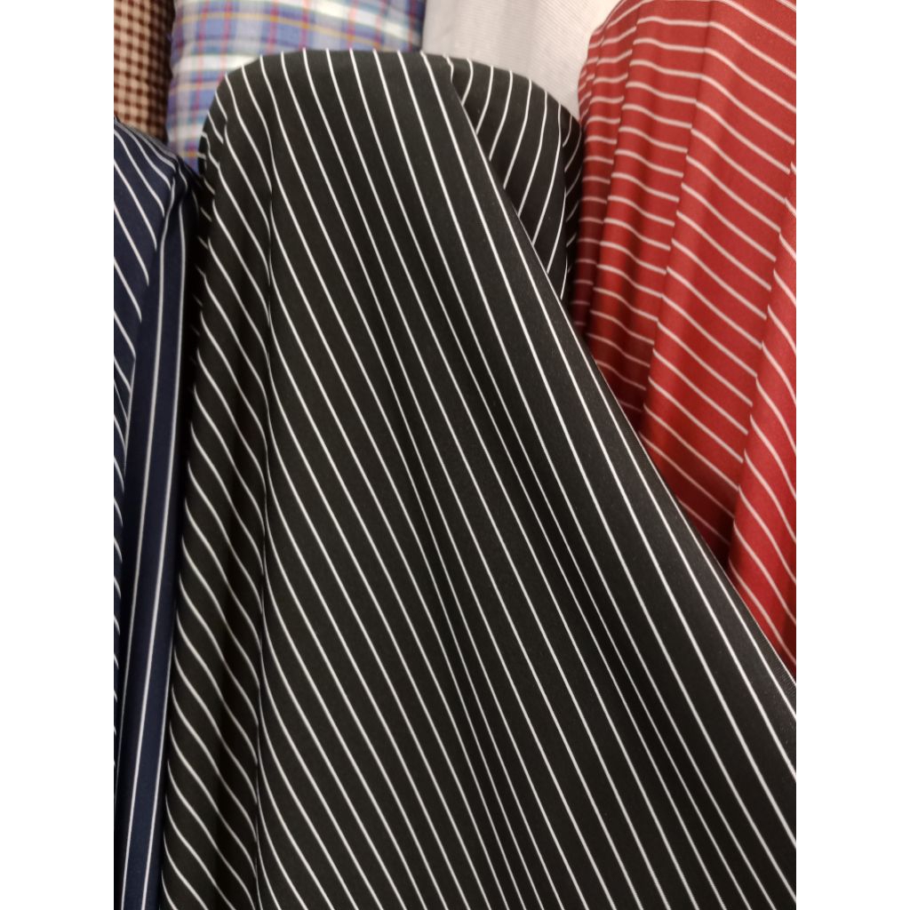 Bahan Kain Shakila Armani Motif Salur Kain Shakila Streets Jatuh Dan Lembut