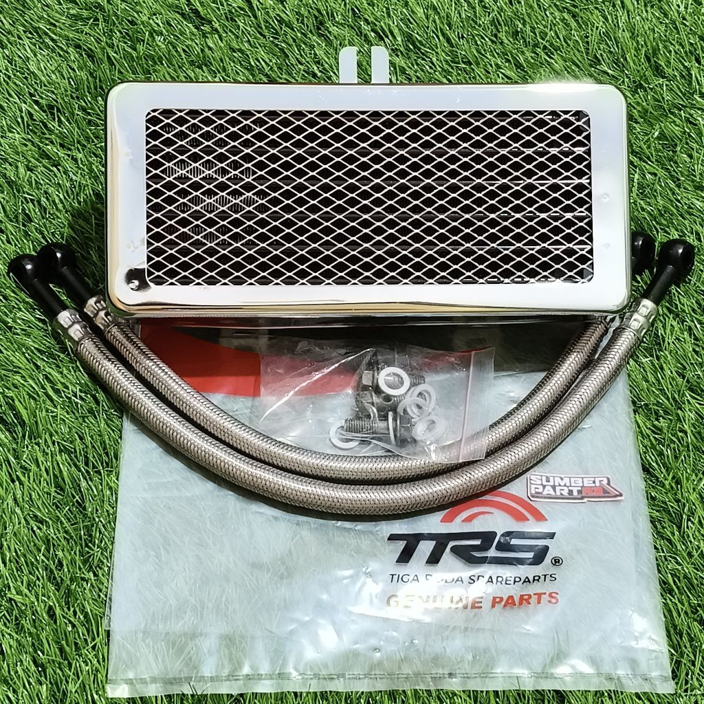 (trs) oil cooler assy tossa pendingin oli viar gl mp tiger (radiator + selang baut) - sedia sparepar