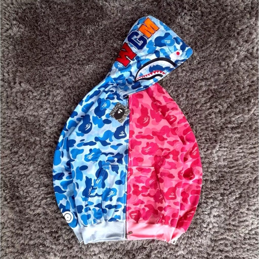 HOODIE ZIPPER BAPE PINK BLUE