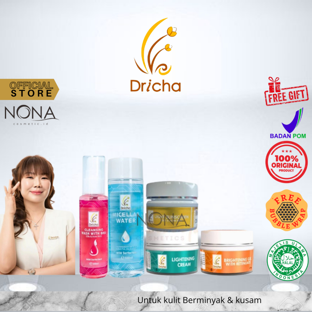 Bundling DRICHA BRIGHTENING GEL + LIGHTENING + LIGHT SS + CLEANSING FW + MICELLAR WATER