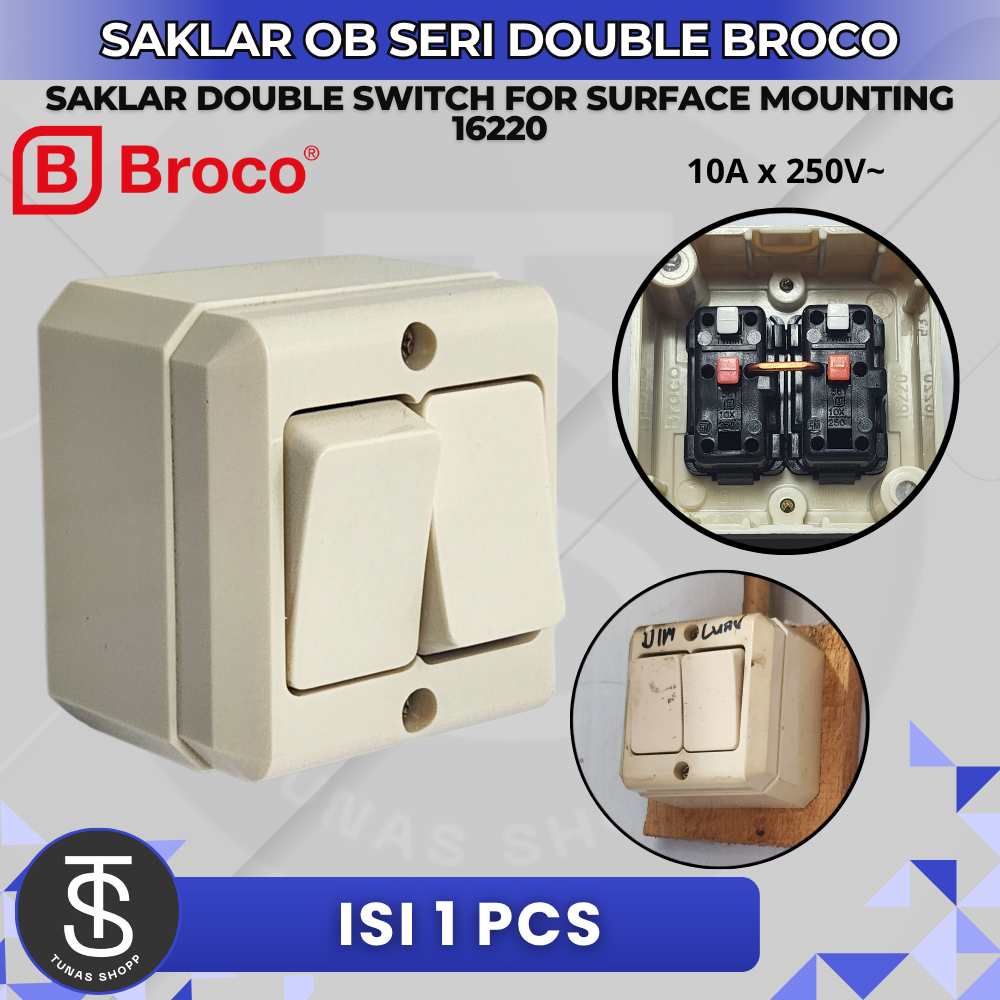 SAKLAR OB SERI DOUBLE BROCO 16220 / SAKLAR DOUBLE OB BROCO 16220 / Saklar OB Seri Double Broco / Sak