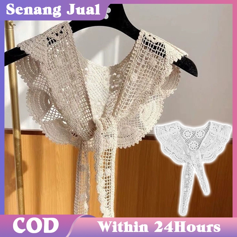 Kerah Baju Palsu Kerah Instan Fake Collar Renda Berongga Korean Syal Kekinian Kerah Wanita