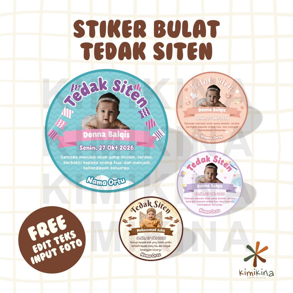 STIKER LABEL TEDAK SITEN BULAT BENTO / TEDHAK SITEN / TURUN TANAH / SOUVENIR HAMPERS AQIQAH