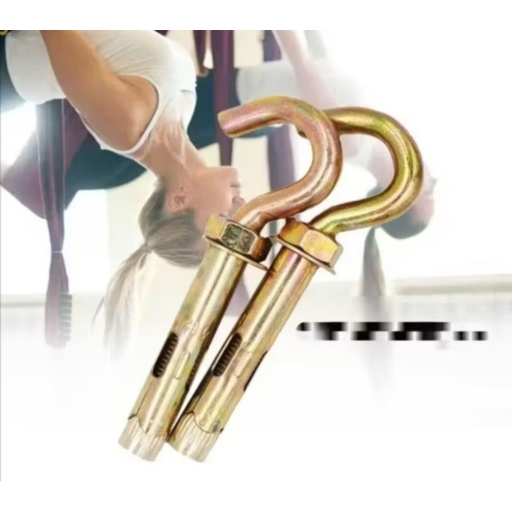 hook dynabolt m10x50 pakai Mur / hook eye bolt m10x50 / hook anchor bolt m10x50 / gantungan terbuka 