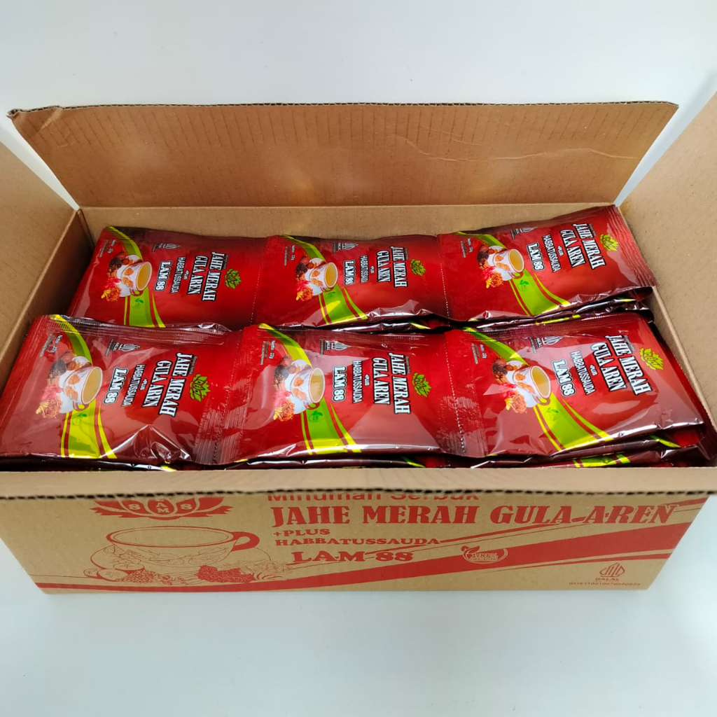(PAKET USAHA HEMAT) -  1 DUS ISI 12 RENCENG JAHE MERAH GULA AREN