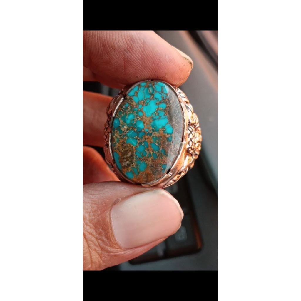 pirus biru gradasi dwi warna urat emas