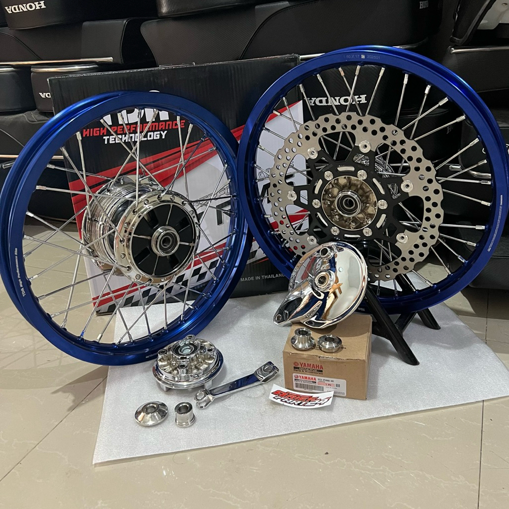 Paket velg set TDR biru Tromol depan klx belakang tS day TDR 160/185-17 biru pnp CB GL MP SHOCK NINJ