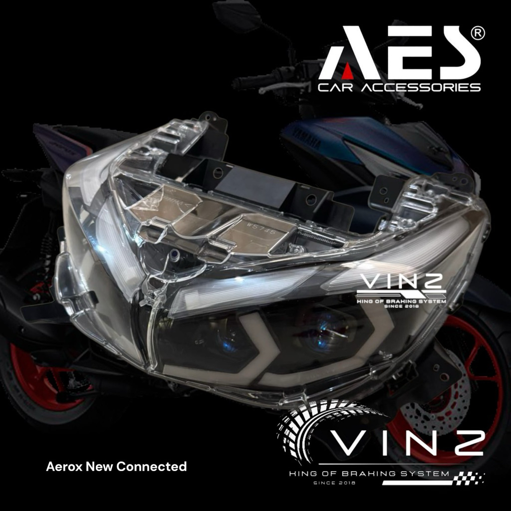 Lampu Billed Yamaha Aerox New Connected By AES // Costum Alis RGB Motif Hexagonal Yamaha Aerox New /