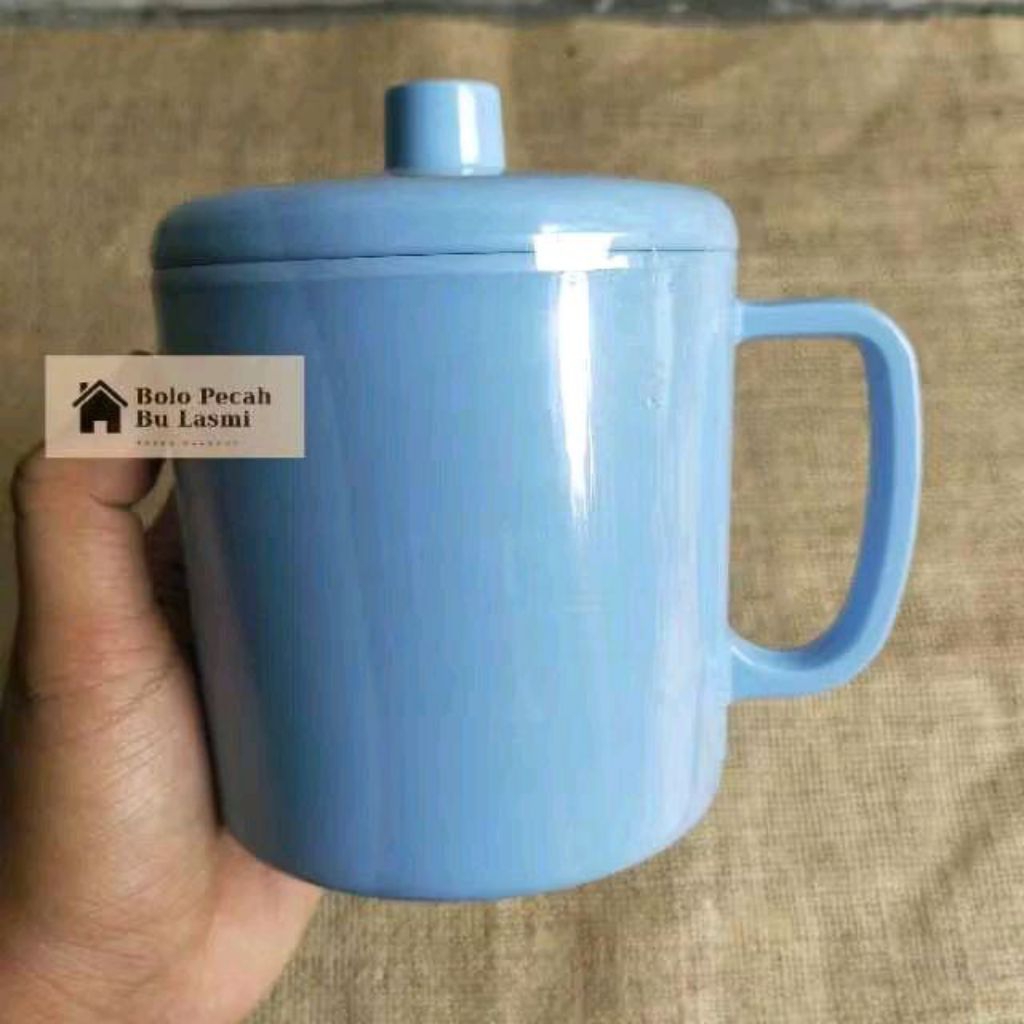 BL - Gelas Melamin Tutup / Gelas Melamin + Tutup / Onyx Gelas + Tutup / Mug Gelas Cangkir Tutup Cove
