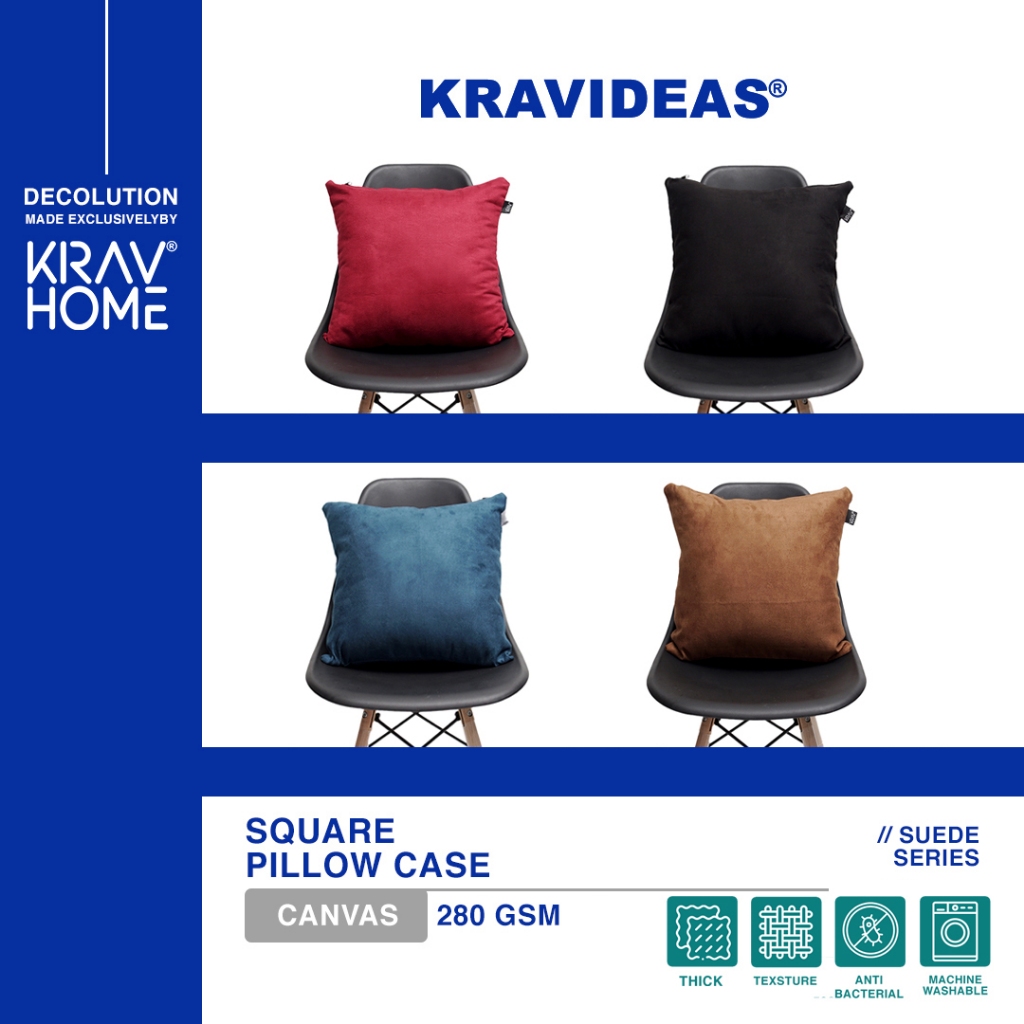 Krav Ideas Sarung Bantal Sofa Kursi Ruang Tamu Suede Tebal 250 gsm