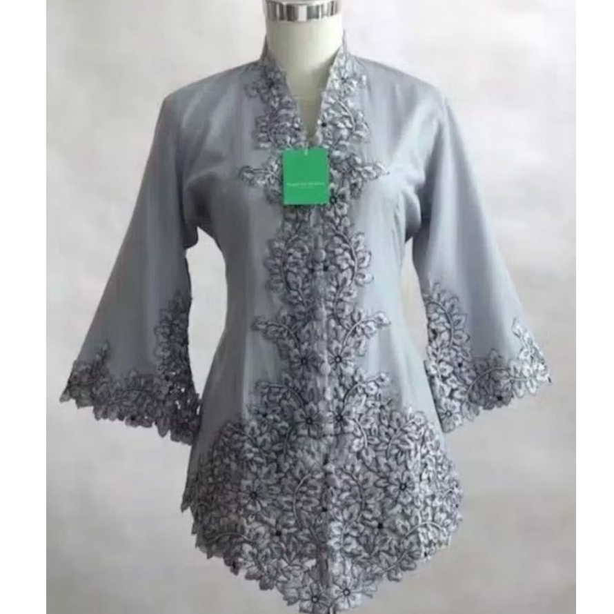 baju kebaya encim modern bordir 7/8 biru navy
