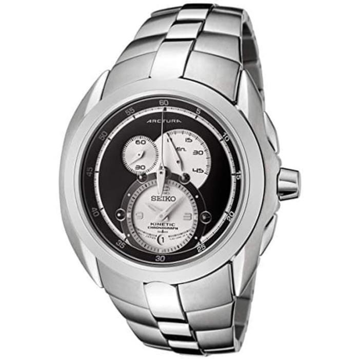 Jam Tangan Seiko Arctura SNL047P1 Kinetic Chronograph Silver Black
