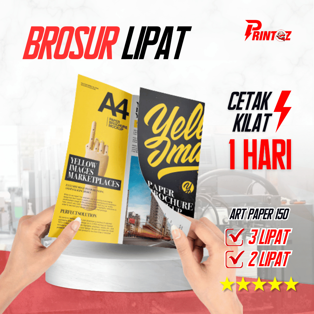 CETAK INSTANT Cetak Brosur Lipat 3 Bahan Art Paper 150gsm Cetak Leaflet Lipat