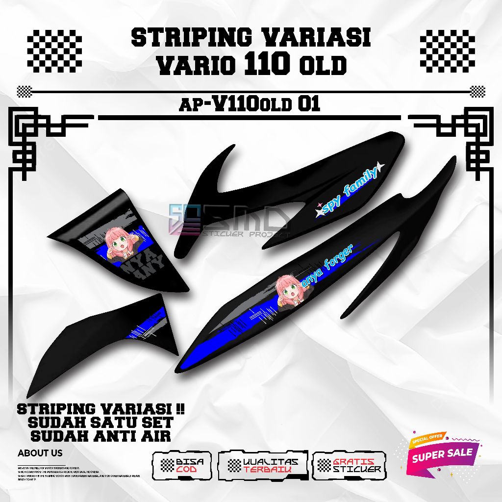 STICKER STRIPING VARIASI VARIO 110 OLD MOTIF ANYA FORGER VIRAL SATU SET